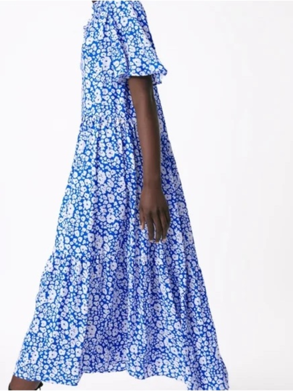 Zara Blue and White Floral Midi Dress
